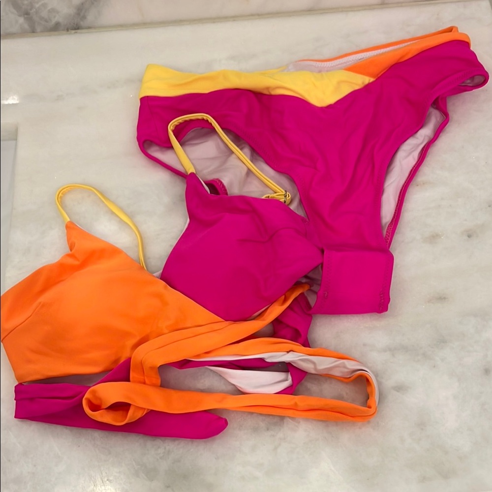 Colorful Pink and Orange Bikini Set